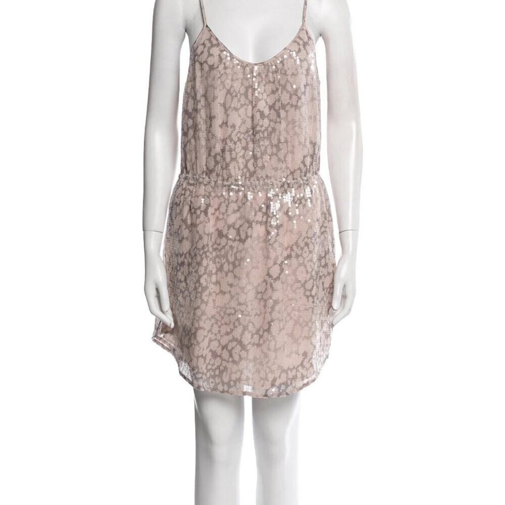 Rebecca Taylor Nude Leopard Print Mini Dress Size 6 — Date Night Party - Picture 7 of 8